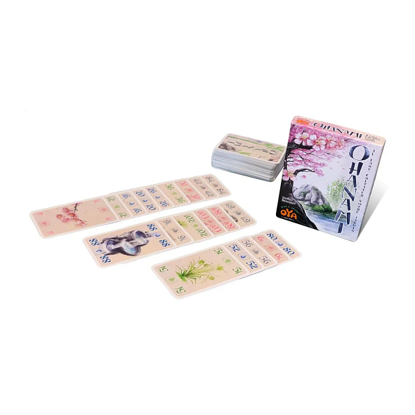 Cartes colorées d'Ohanami représentant des éléments de jardin japonais Cartes colorées d'Ohanami représentant des éléments de jardin japonais