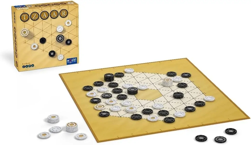 Tzaar jeu de société inspiré des échecs Tzaar jeu de société à deux joueurs, plateau avec des pièces colorées, jeu inspiré des échecs