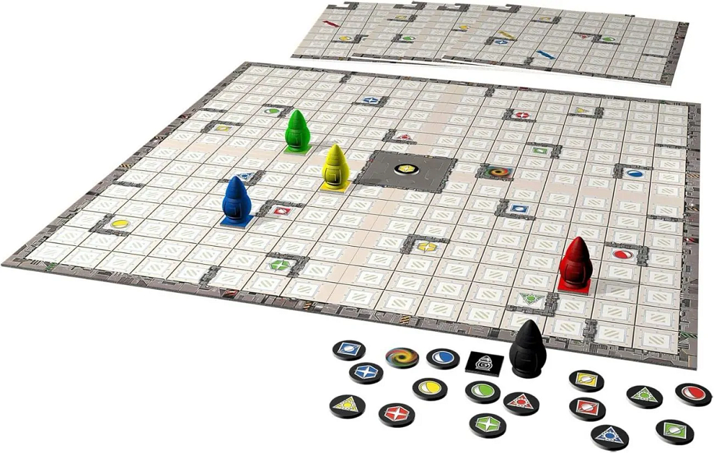 Plateau de jeu Ricochet Robots avec ses robots colorés Plateau de jeu Ricochet Robots avec ses robots colorés