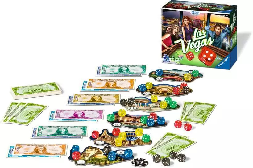 Las Vegas : Lancers de dés et adrénaline Des dés et billets de casino sur une table